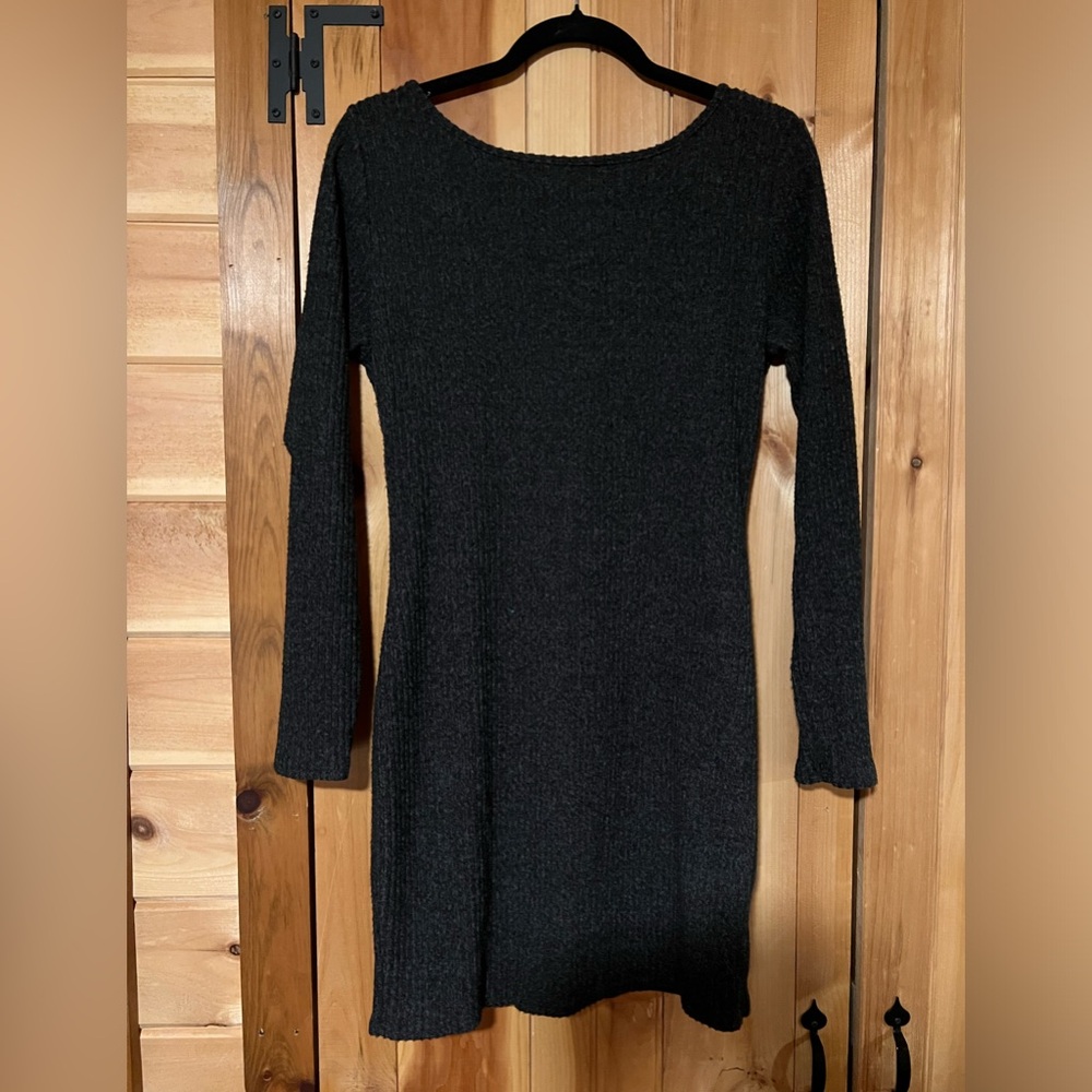 Charlotte Russe Dark Grey Long sleeve Mid Thigh Sweater Dress